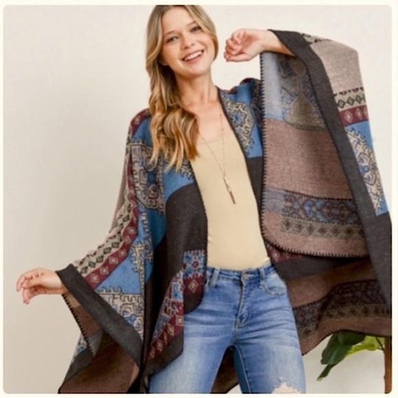 ✌🏼 #1330 Cozy Western Style Must Have Poncho - Picture 4 of 16